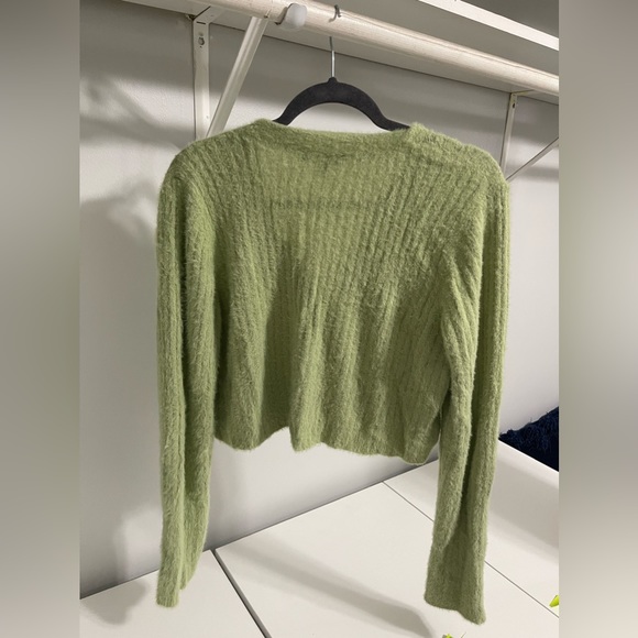 Cotton Candy LA Fuzzy Green Cropped Sweater - Picture 3 of 3